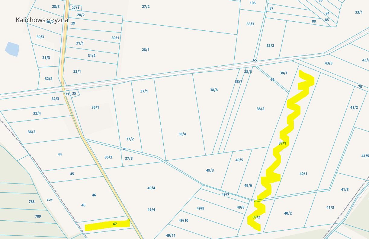 Działka rolna Kalichowszczyzna, Sprzedam działki 39/1 39/2 47 Gmina Tuczna Powiat bialski