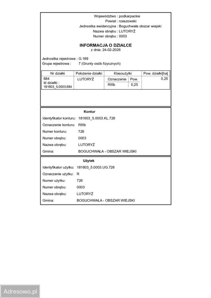 Działka budowlana Lutoryż. Zdjęcie 2