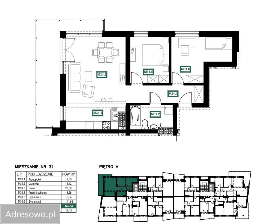 Mieszkanie 3-pokojowe Tarnów, ul. Józefa Szujskiego. Zdjęcie 13