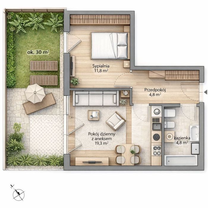 Mieszkanie 2-pokojowe Gdańsk Wrzeszcz, ul. Ogrodowa. Zdjęcie 5