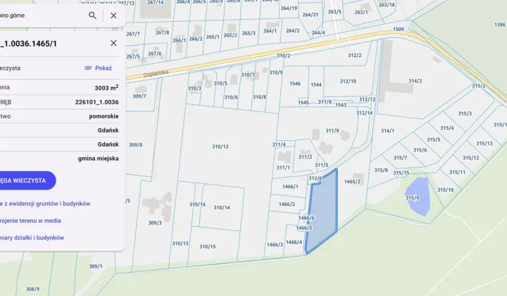 Działka budowlana Gdańsk Kiełpino Górne, ul. Goplańska