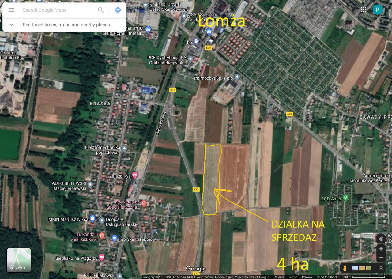 Działka rolna Łomża, ul. Przykoszarowa