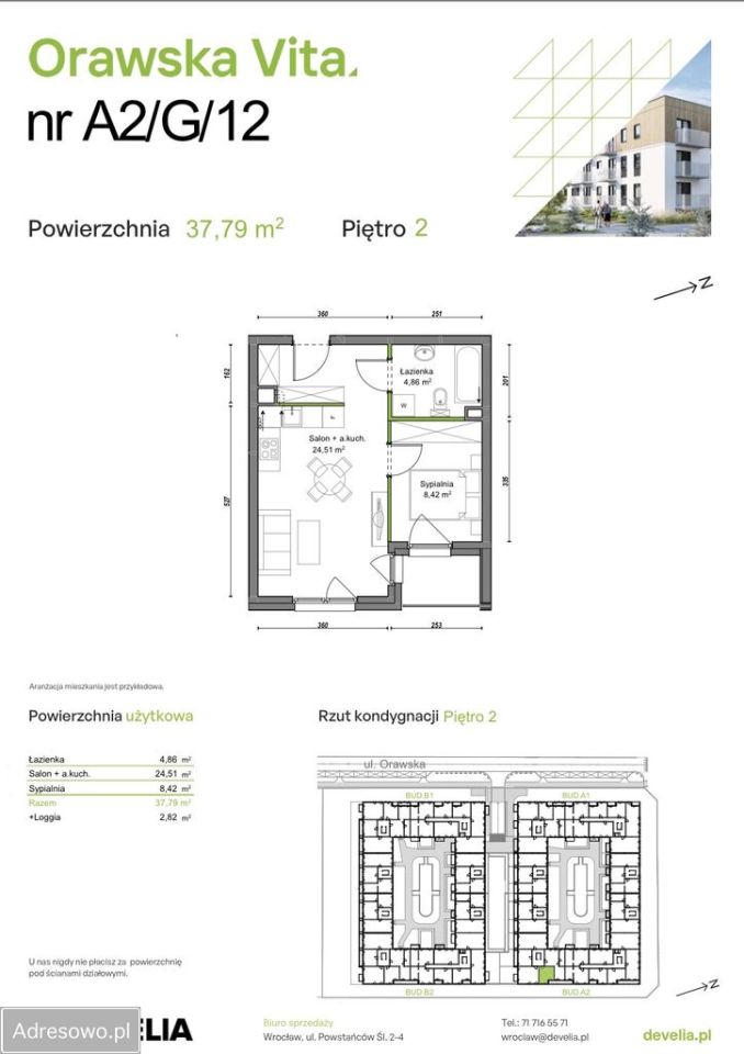 Mieszkanie 2-pokojowe Wrocław Ołtaszyn, ul. Orawska. Zdjęcie 3