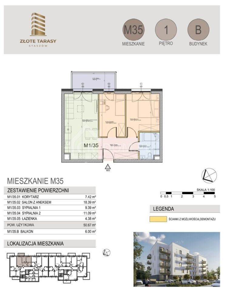Mieszkanie 3-pokojowe Staszów, ul. gen. Mariana Langiewicza. Zdjęcie 4