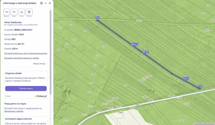 Działka leśna Giedlarowa