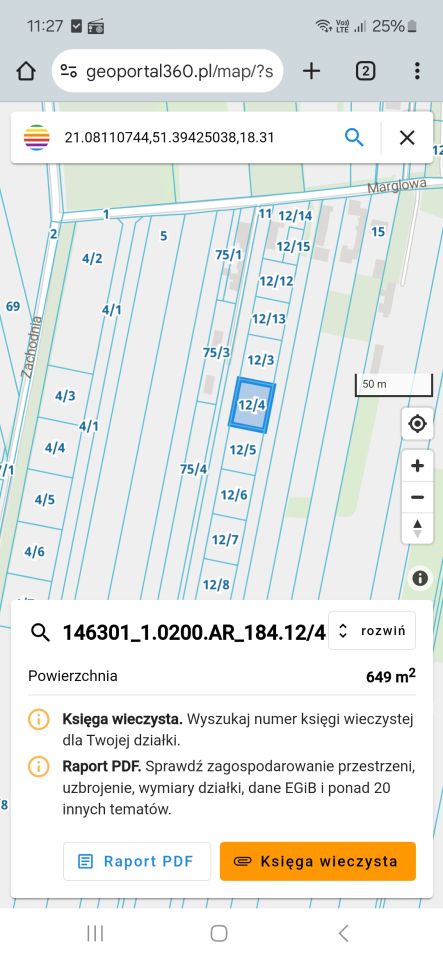 Działka rolno-budowlana Radom Kierzków, ul. Marglowa