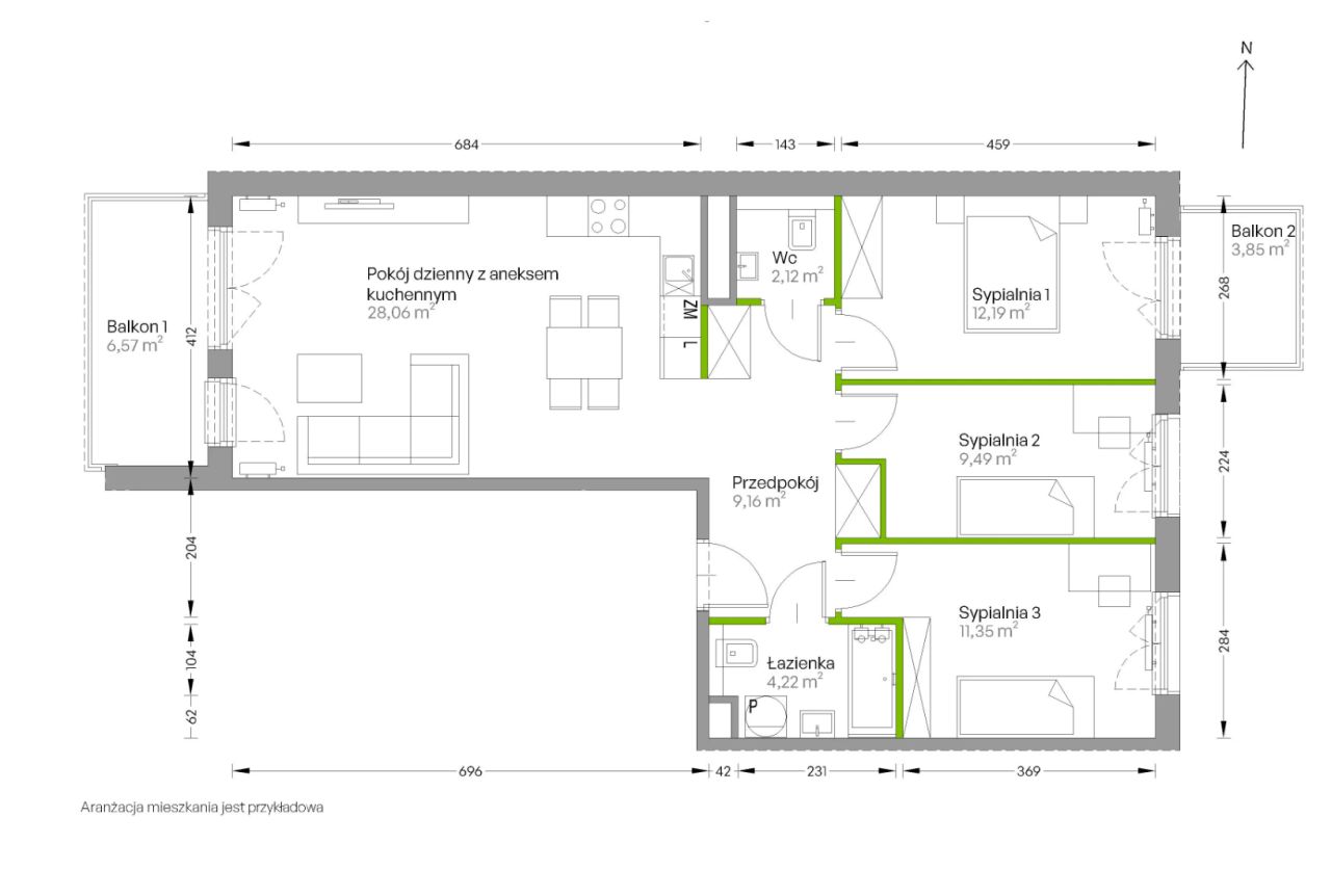 Mieszkanie 4-pokojowe Kraków Czyżyny, ul. Romana Ciesielskiego. Zdjęcie 14