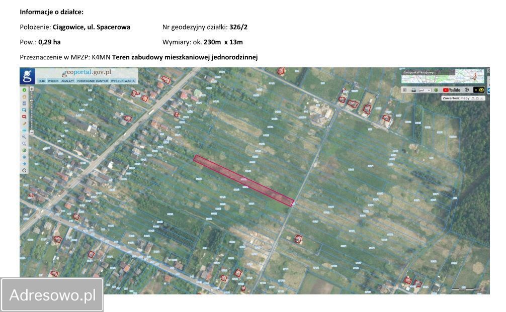 Działka budowlana Ciągowice, ul. Spacerowa. Zdjęcie 2