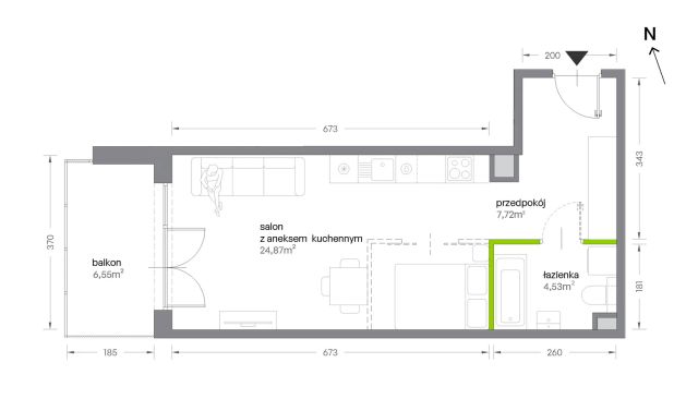 Mieszkanie 1-pokojowe Kraków Krowodrza, ul. Żabiniec. Zdjęcie 7