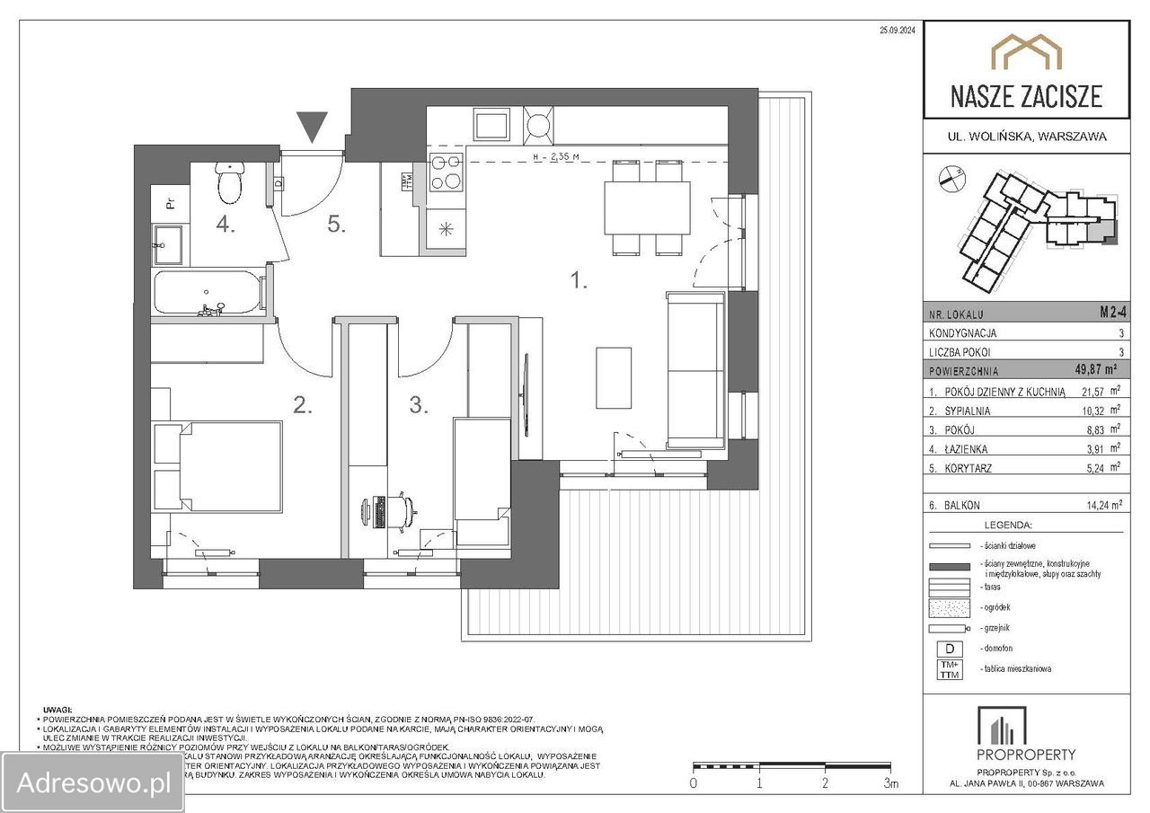 Mieszkanie 3-pokojowe Warszawa Targówek. Zdjęcie 2