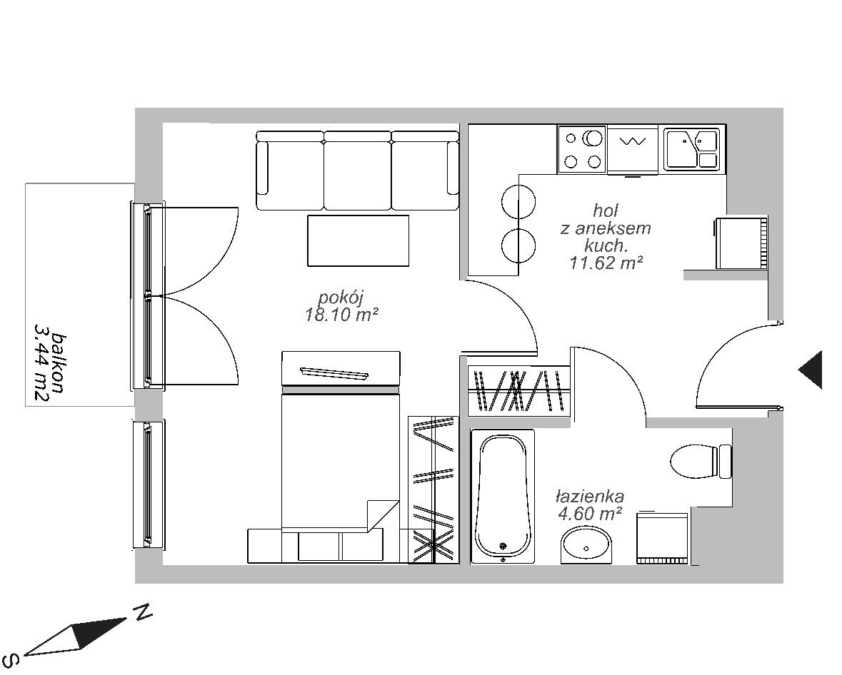 Mieszkanie 1-pokojowe Warszawa Mokotów, ul. Cybernetyki. Zdjęcie 5