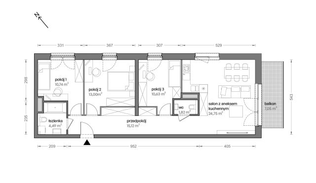 Mieszkanie 3-pokojowe Katowice Brynów, ul. Ceglana. Zdjęcie 7