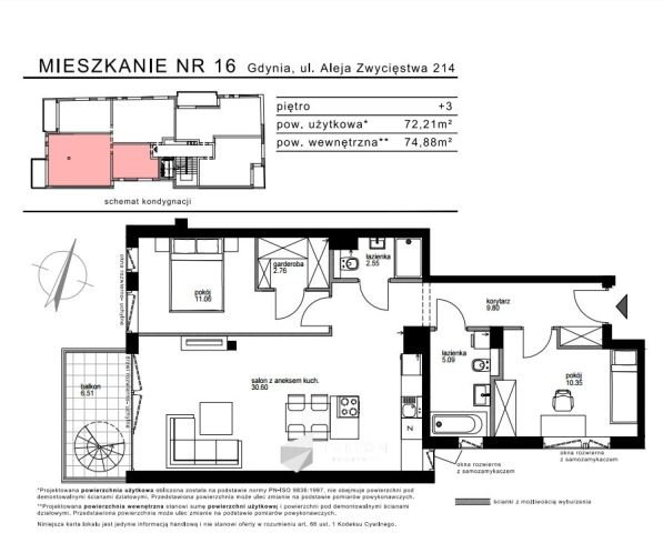 Mieszkanie 3-pokojowe Gdynia Orłowo, al. Zwycięstwa. Zdjęcie 14