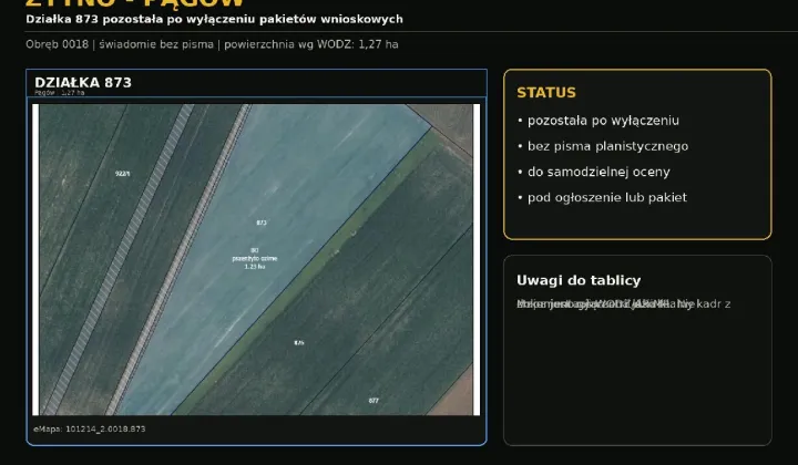Działka rolna Pągów