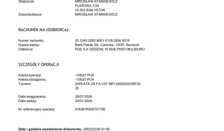 Mieszkanie 2-pokojowe Białystok Skorupy, ul. Plażowa