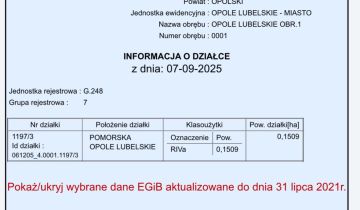 Działka budowlana Opole Lubelskie, ul. Pomorska