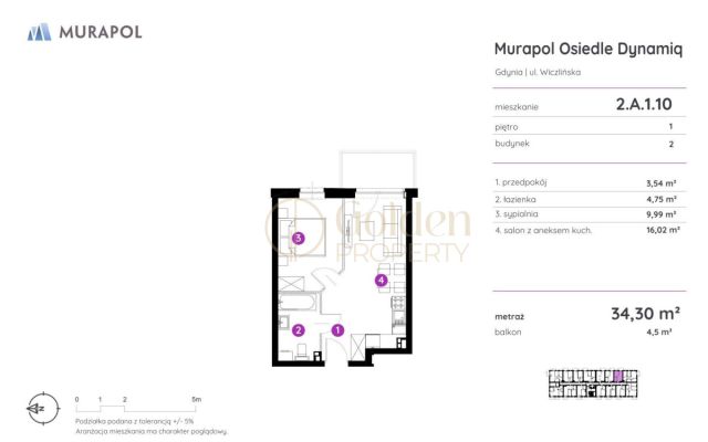 Mieszkanie 2-pokojowe Gdynia Chwarzno-Wiczlino, ul. Wiczlińska. Zdjęcie 5