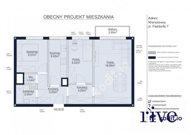 Mieszkanie 3-pokojowe Warszawa Gocław, rondo gen. Augusta Emila Fieldorfa "Nila". Zdjęcie 1
