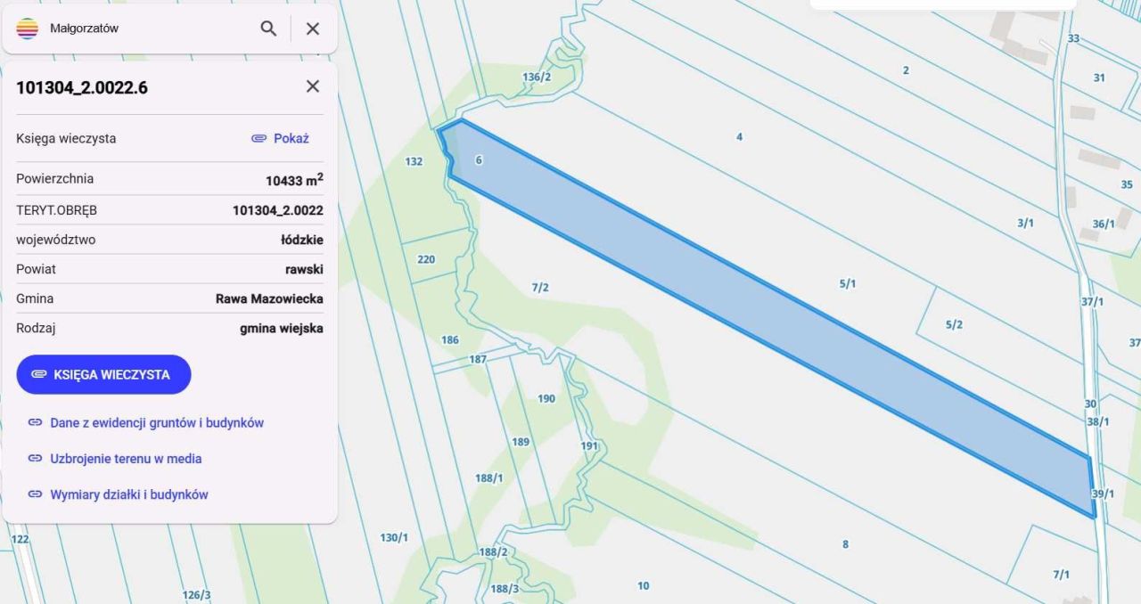 Działka rolno-budowlana Małgorzatów