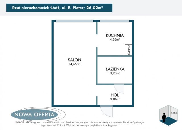 Mieszkanie 1-pokojowe Łódź Bałuty, ul. Emilii Plater. Zdjęcie 13