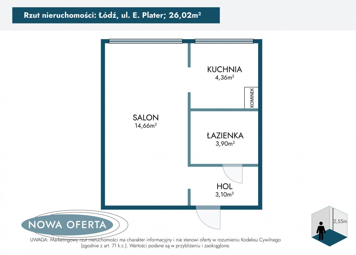 Mieszkanie 1-pokojowe Łódź Bałuty, ul. Emilii Plater. Zdjęcie 13