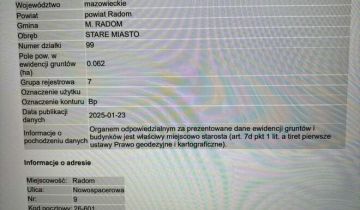 Działka budowlana Radom Śródmieście, ul. Nowospacerowa