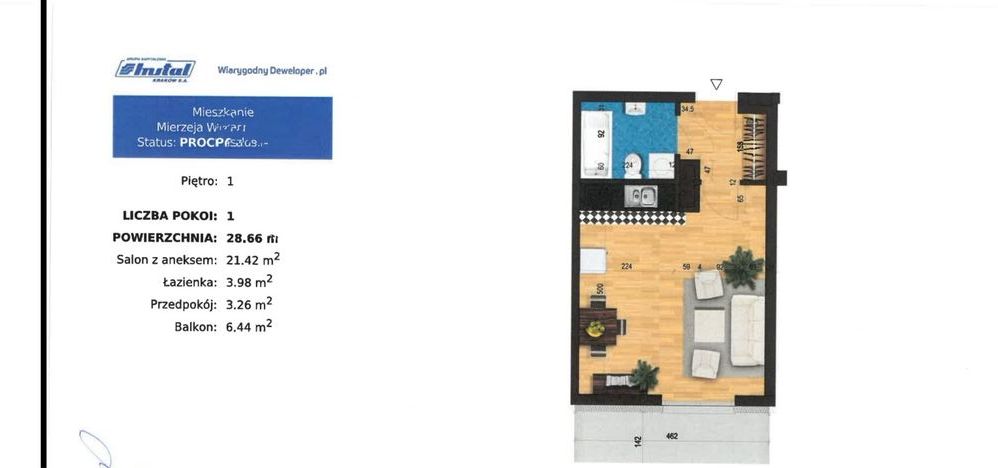 Mieszkanie 1-pokojowe Kraków Podgórze, ul. Bagrowa. Zdjęcie 8