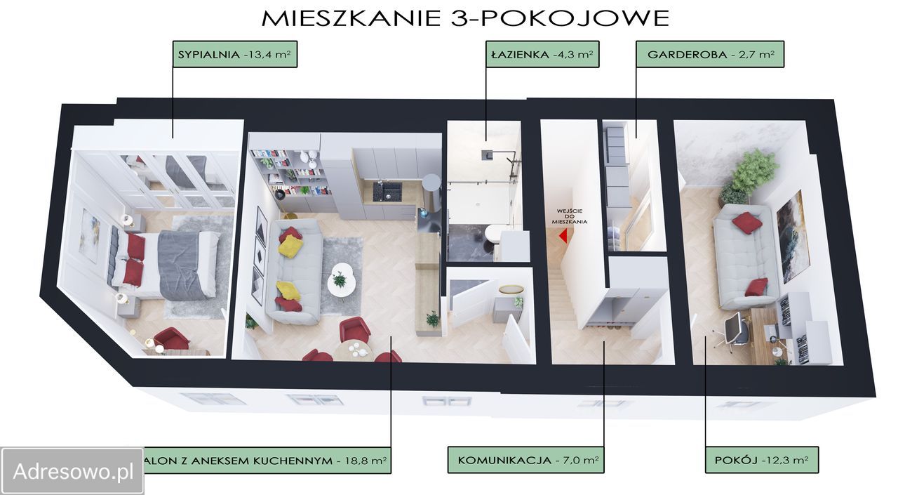 Mieszkanie 3-pokojowe Września Centrum, ul. Warszawska. Zdjęcie 2