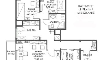 Mieszkanie 3-pokojowe Katowice Ligota, ul. Józefa Płochy