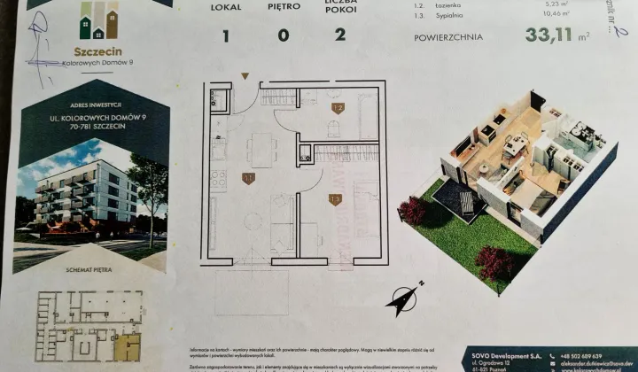 Mieszkanie 2-pokojowe Szczecin Bukowe, ul. Kolorowych Domów