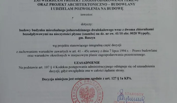 Działka inwestycyjna Wypędy