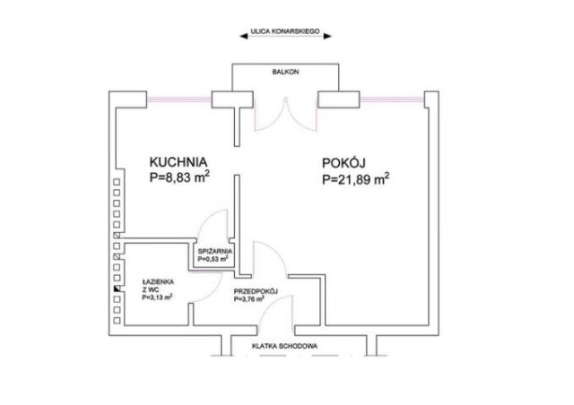 Mieszkanie 1-pokojowe Gliwice, ul. Stanisława Konarskiego. Zdjęcie 5