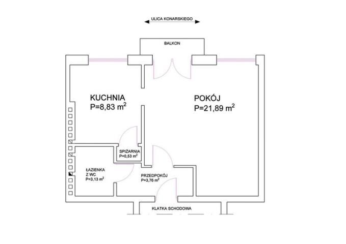 Mieszkanie 1-pokojowe Gliwice, ul. Stanisława Konarskiego. Zdjęcie 5
