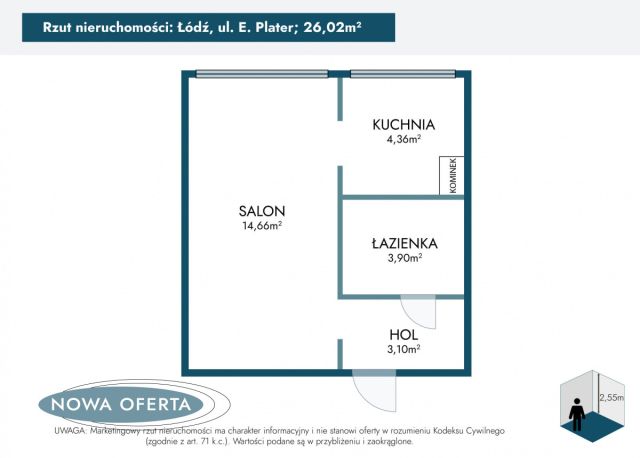 Mieszkanie 1-pokojowe Łódź Doły, ul. Emilii Plater. Zdjęcie 11