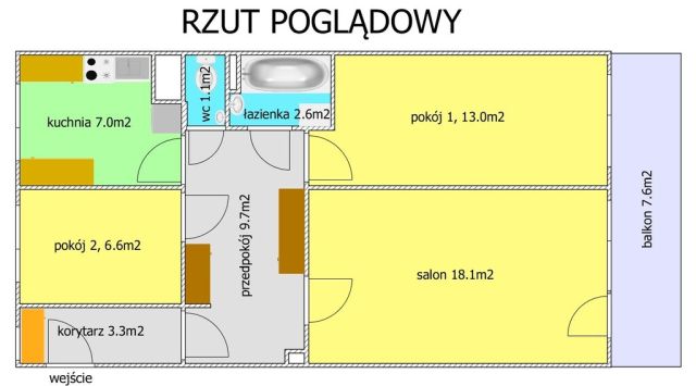 Mieszkanie 3-pokojowe Wrocław Krzyki, ul. Powstańców Śląskich. Zdjęcie 4