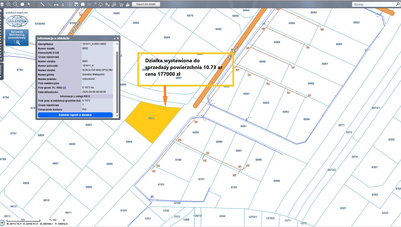 Działka budowlana Sokołów Małopolski, ul. Radosna