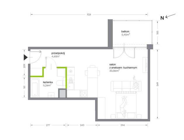 Mieszkanie 1-pokojowe Kraków Krowodrza, ul. Żabiniec. Zdjęcie 7