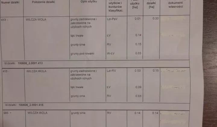 Działka rolna Wilcza Wola