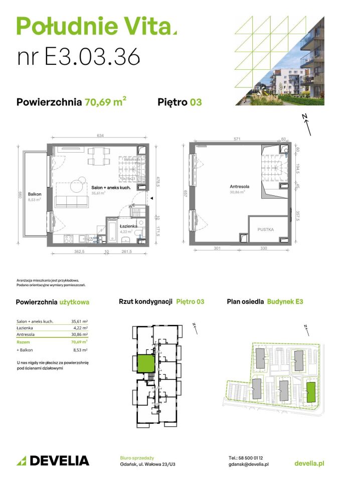 Mieszkanie 3-pokojowe Gdańsk Orunia Górna, ul. Kazimierza Wielkiego. Zdjęcie 7