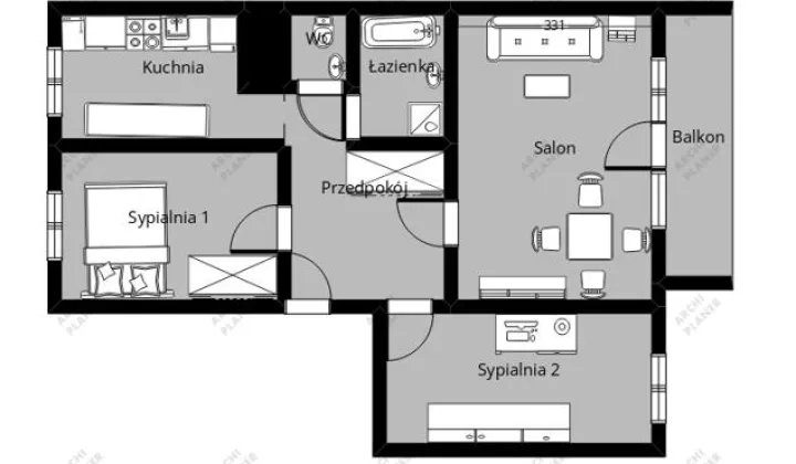 Mieszkanie 3-pokojowe Legionowo Centrum, ul. Wilanowska