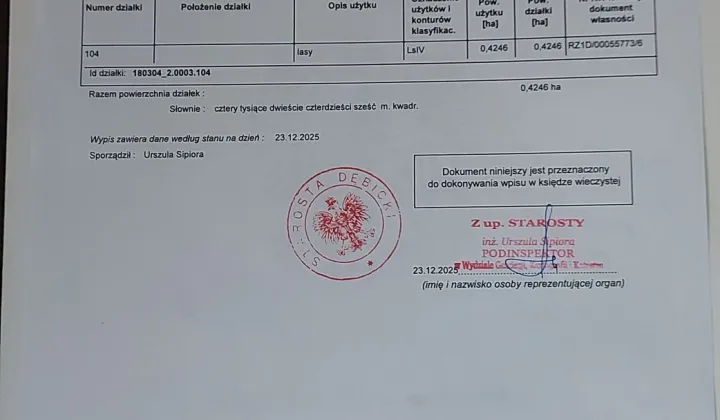 Działka leśna Głobikowa