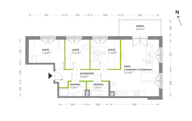 Mieszkanie 4-pokojowe Kraków Krowodrza, ul. Żabiniec. Zdjęcie 7