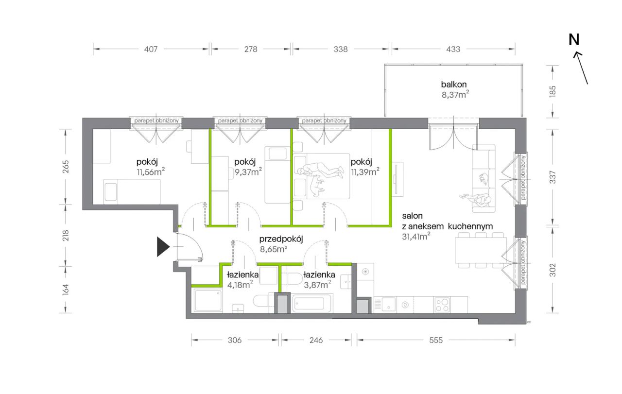Mieszkanie 4-pokojowe Kraków Krowodrza, ul. Żabiniec. Zdjęcie 7