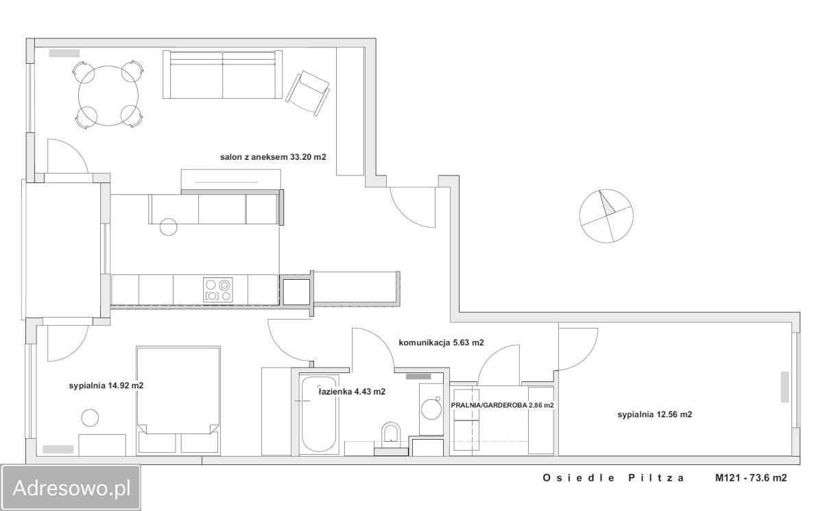 Mieszkanie 3-pokojowe Kraków Dębniki, ul. dr. Jana Piltza. Zdjęcie 6