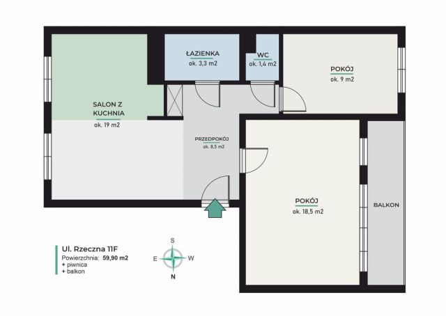 Mieszkanie 3-pokojowe Szczecinek, ul. Rzeczna. Zdjęcie 47