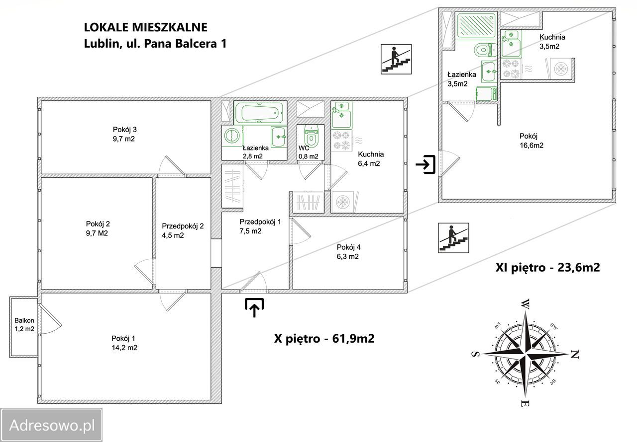 Mieszkanie 4-pokojowe Lublin LSM, ul. Pana Balcera. Zdjęcie 3