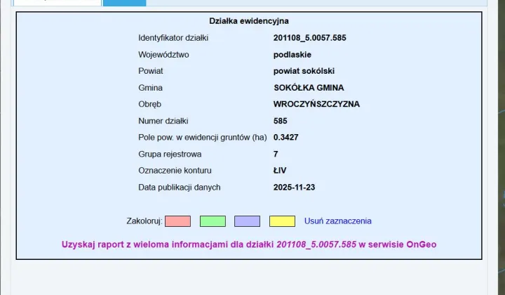 Działka rolna Wroczyńszczyzna