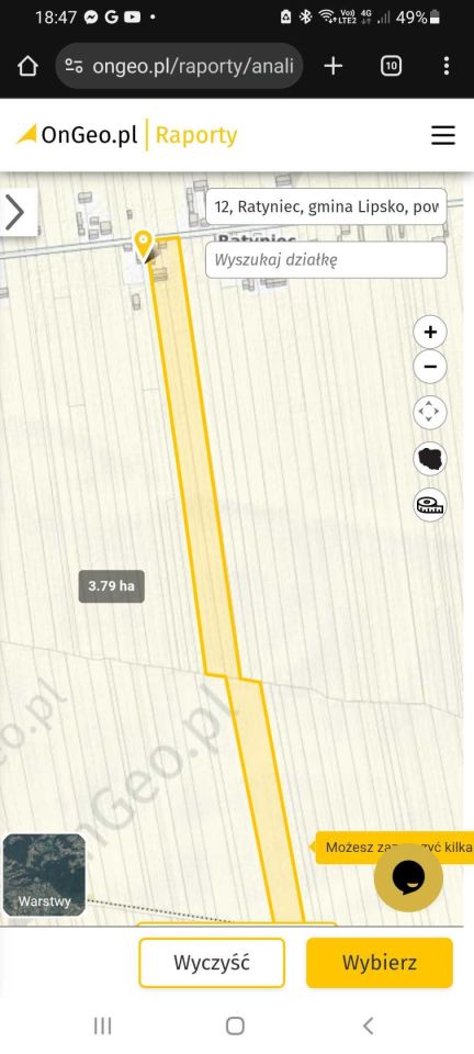 Działka rolno-budowlana Ratyniec. Zdjęcie 3