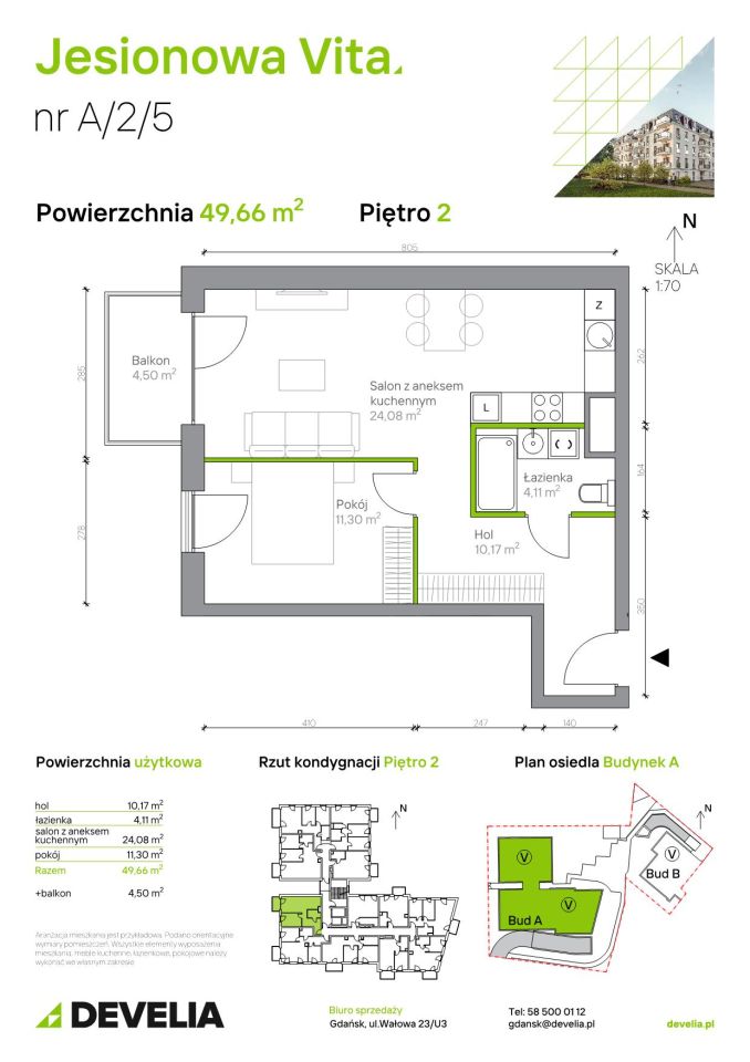 Mieszkanie 2-pokojowe Gdańsk Wrzeszcz, ul. Jesionowa. Zdjęcie 6
