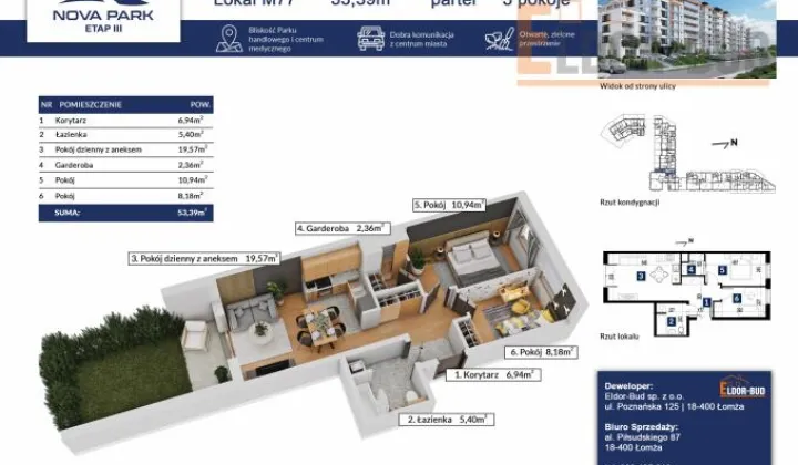 Mieszkanie 3-pokojowe Łomża, ul. Akademicka